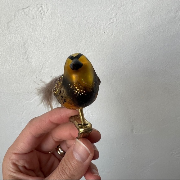 Old World Christmas Meadowlark bird Blown Glass Clip on Ornament feathers - Picture 13 of 16